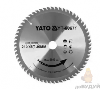 Диск пиляльний по дереву YATO 210х30x3.2х2.2 мм 48 зубців YT-60671